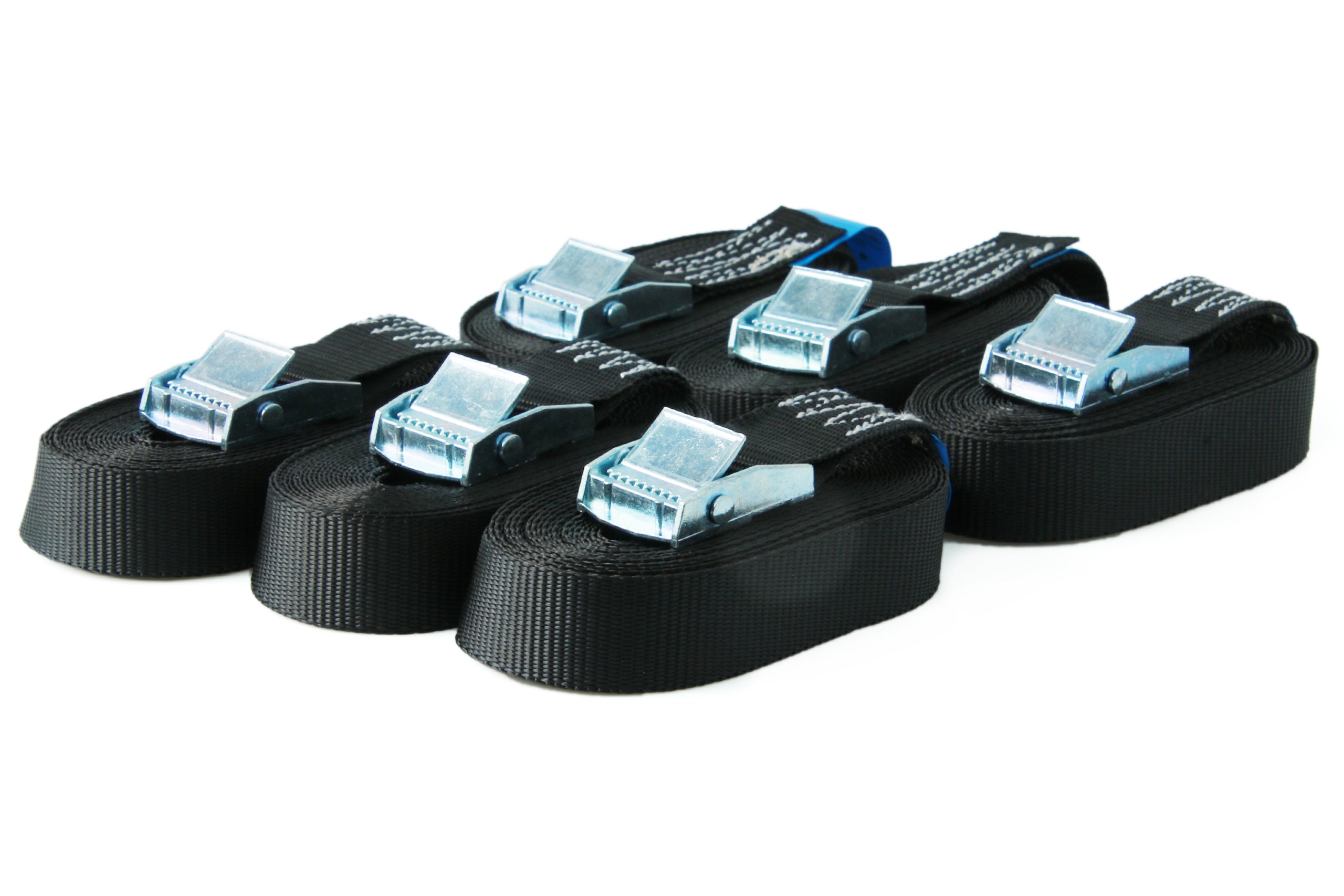 6er-Set, Klemmschloss-Zurrgurte /Spanngurte, 5 m, 25 mm, LC 250 daN, schwarz