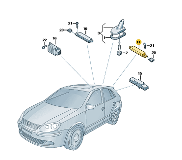 VW Antennenverstärker Golf VI Links | 5K0035552A