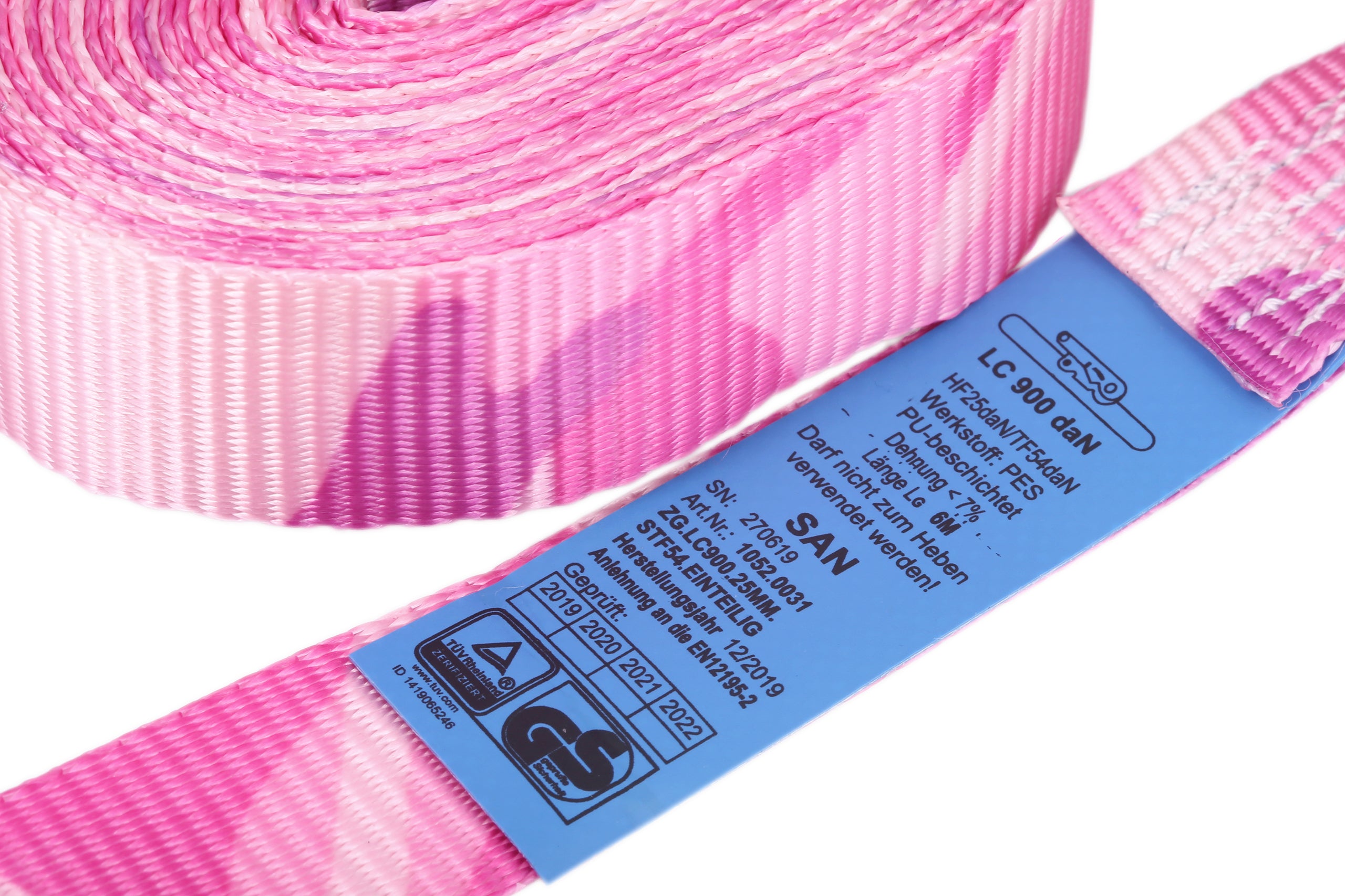4er-Set, 6m Zurrgurte /Spanngurte, 25mm, LC 900 daN, Pink Camouflage